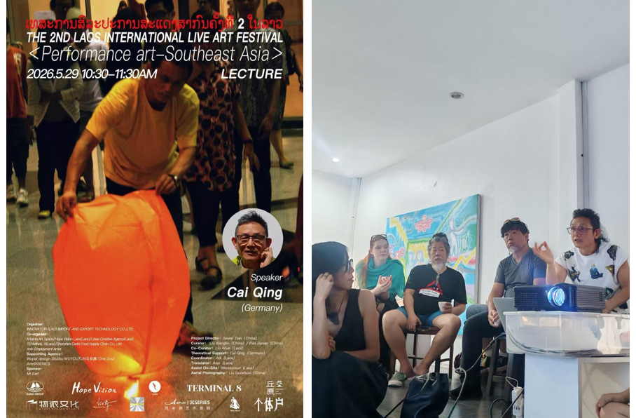 Cai Qing giving the lecture at the 2nd Laos International Live Art Festival